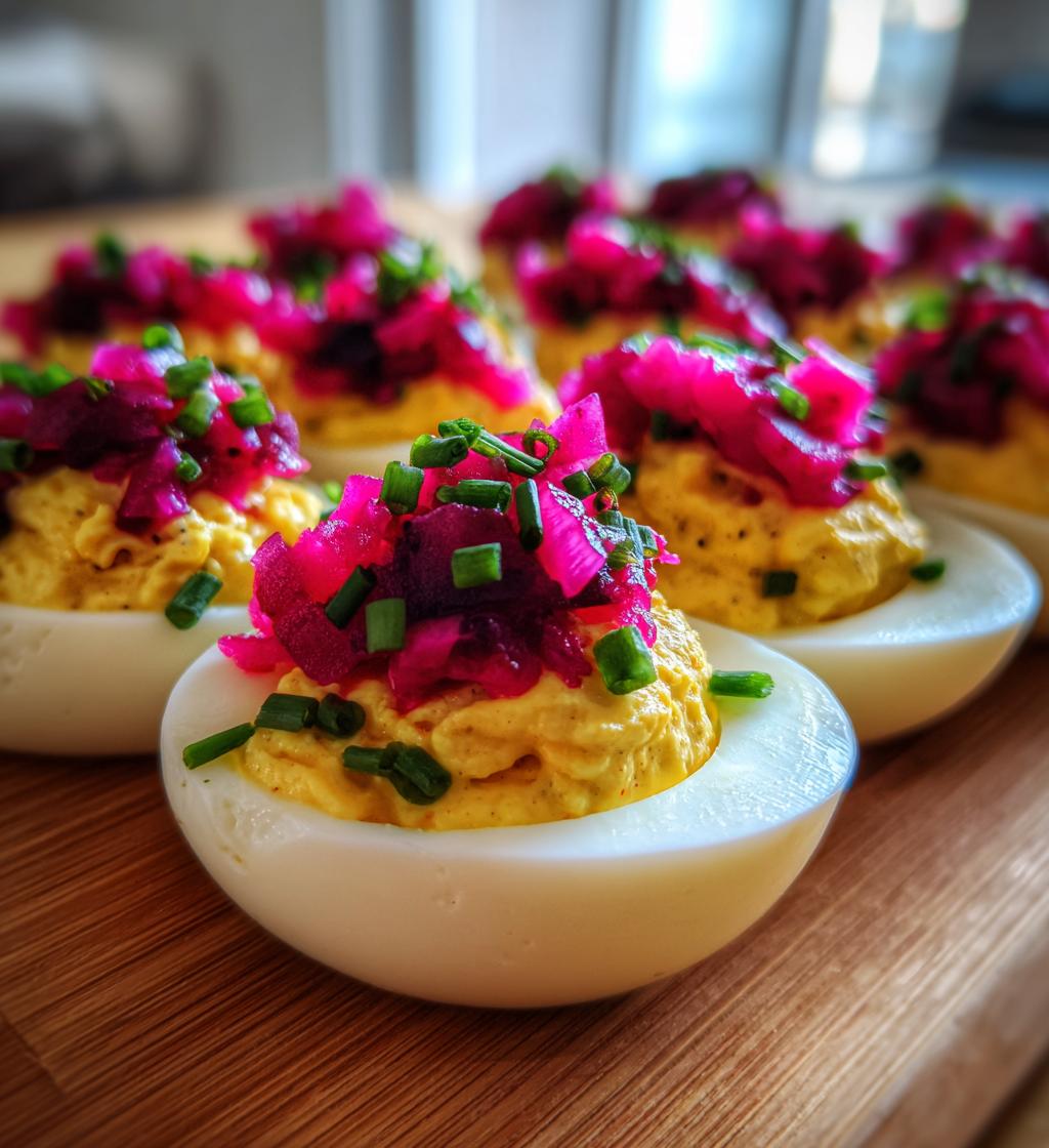 Deviled Eggs with Pickled Beets