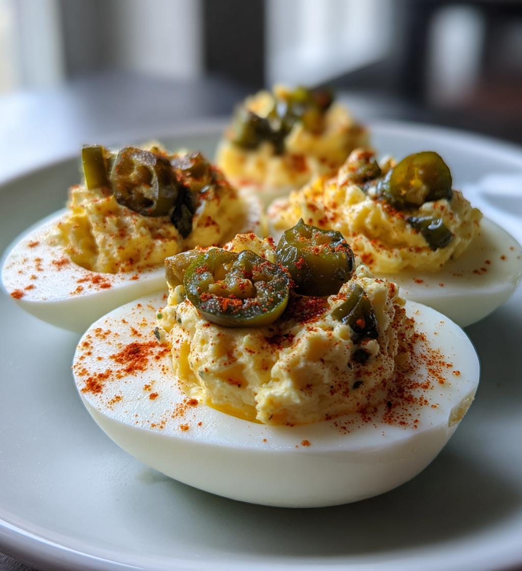 Deviled Eggs with Pickled Jalapeños