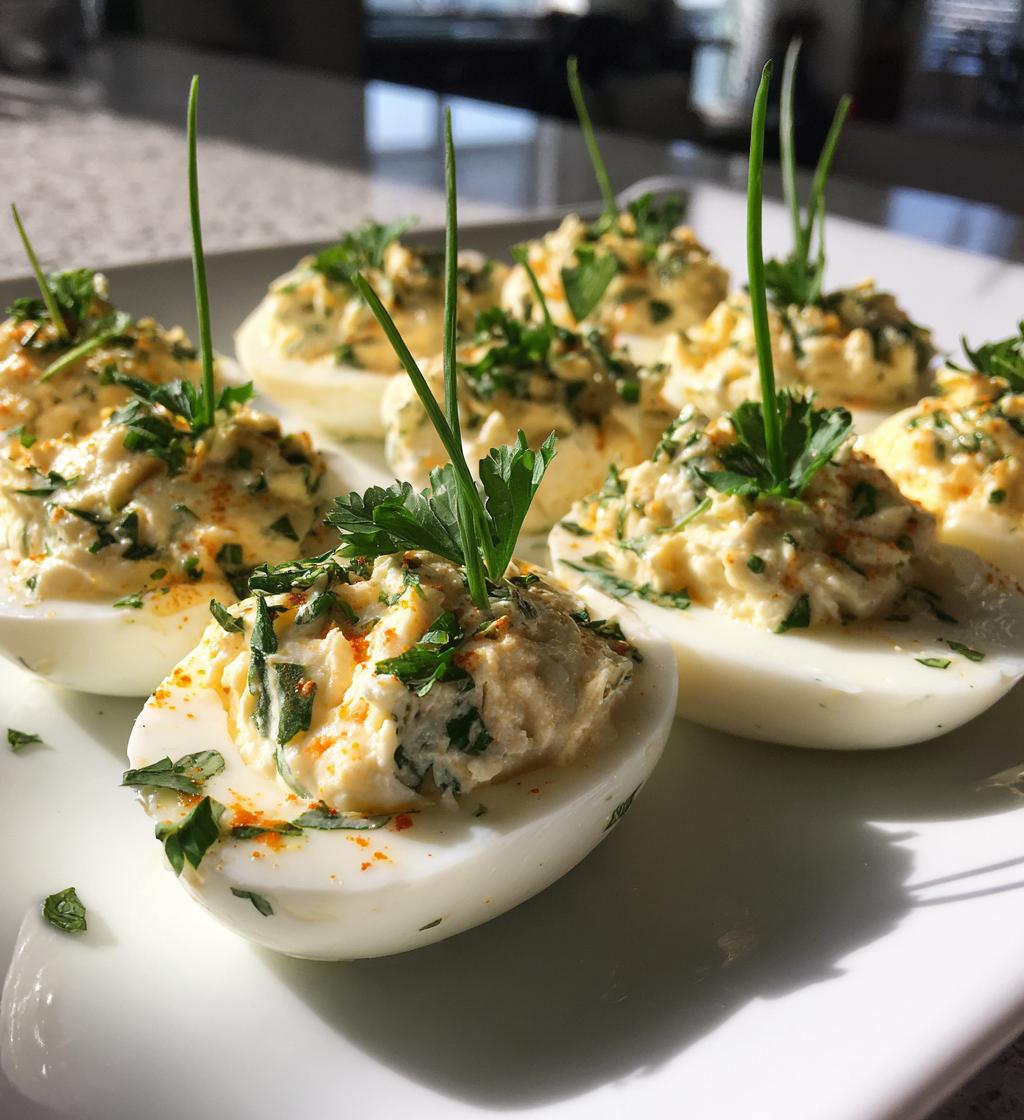 Feta Deviled Eggs with Herbs - detail 1