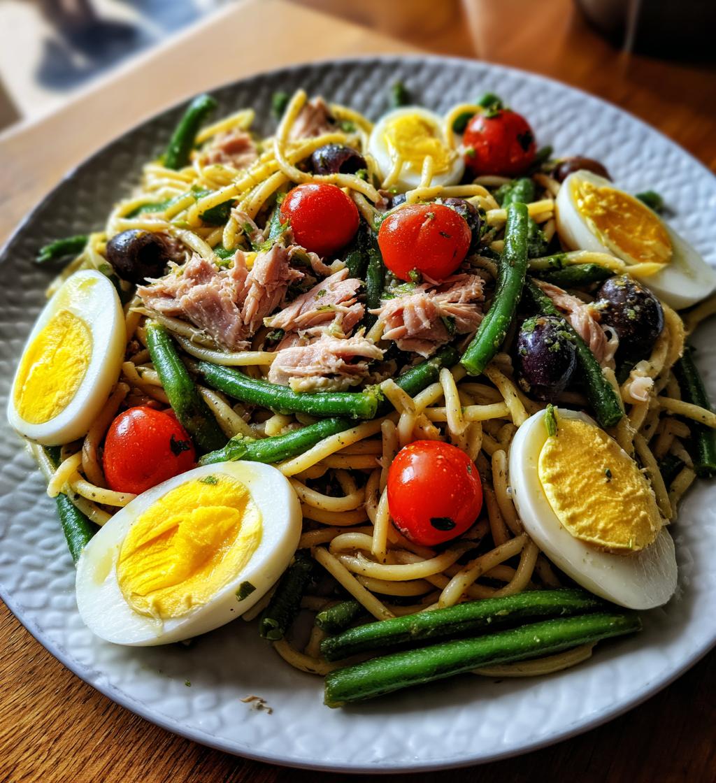 French Niçoise Pasta Salad - detail 1