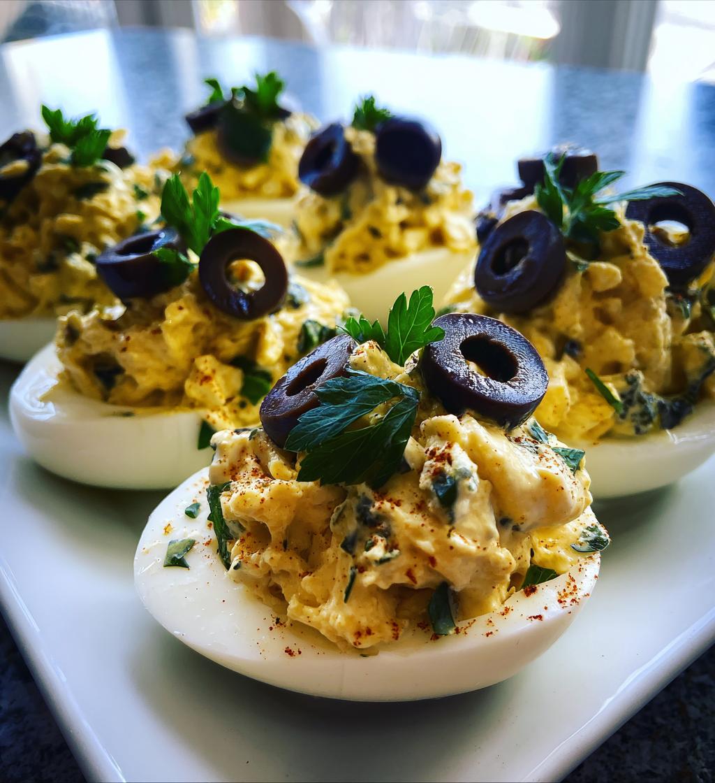 Greek Deviled Eggs with Olives