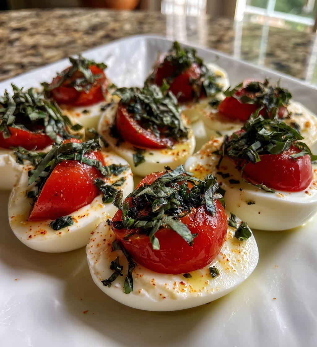 Italian Caprese Deviled Eggs - detail 1