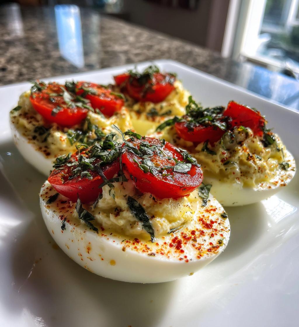 Italian Caprese Deviled Eggs