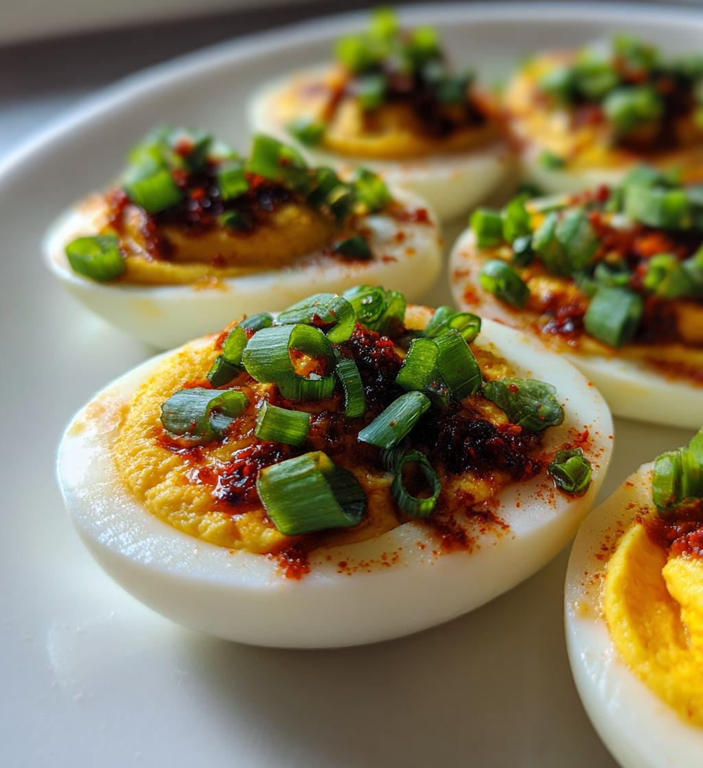 Korean Gochujang Deviled Eggs