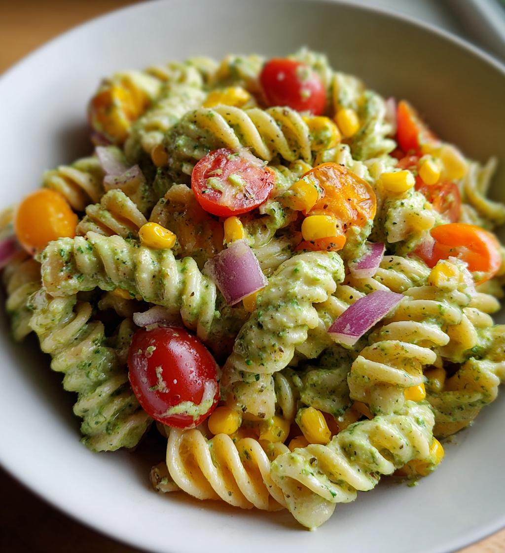 Pasta Salad with Avocado Cilantro Dressing