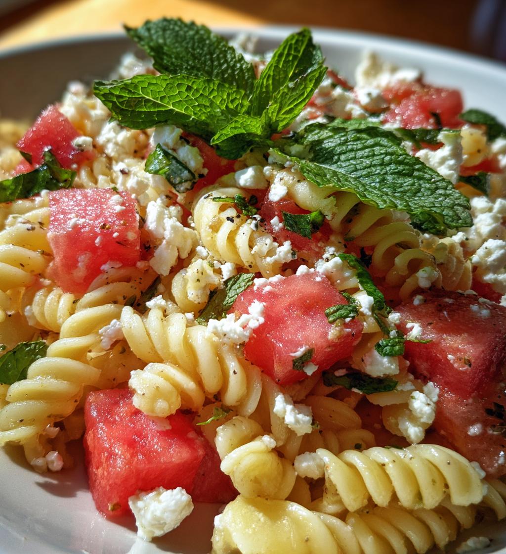 Pasta Salad with Watermelon and Feta