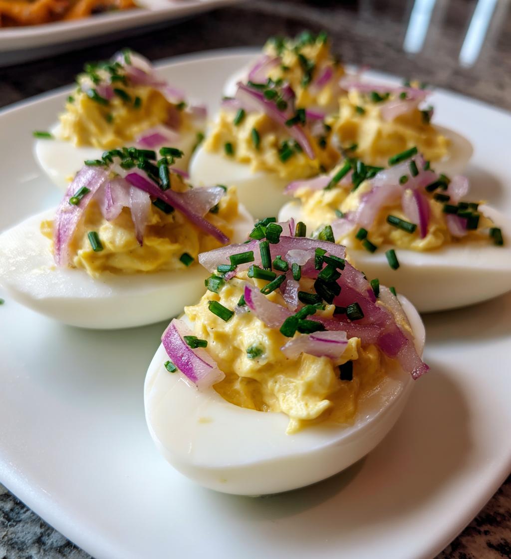 Pickled Onion Deviled Eggs