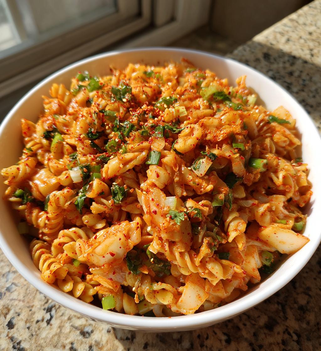 Spicy Kimchi Pasta Salad - detail 1
