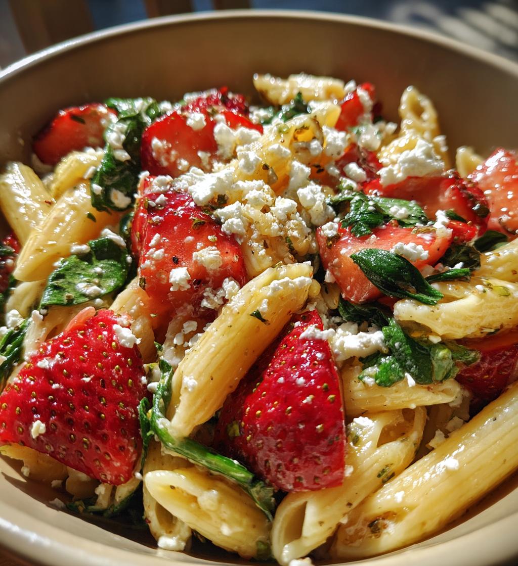 Strawberry Spinach Pasta Salad