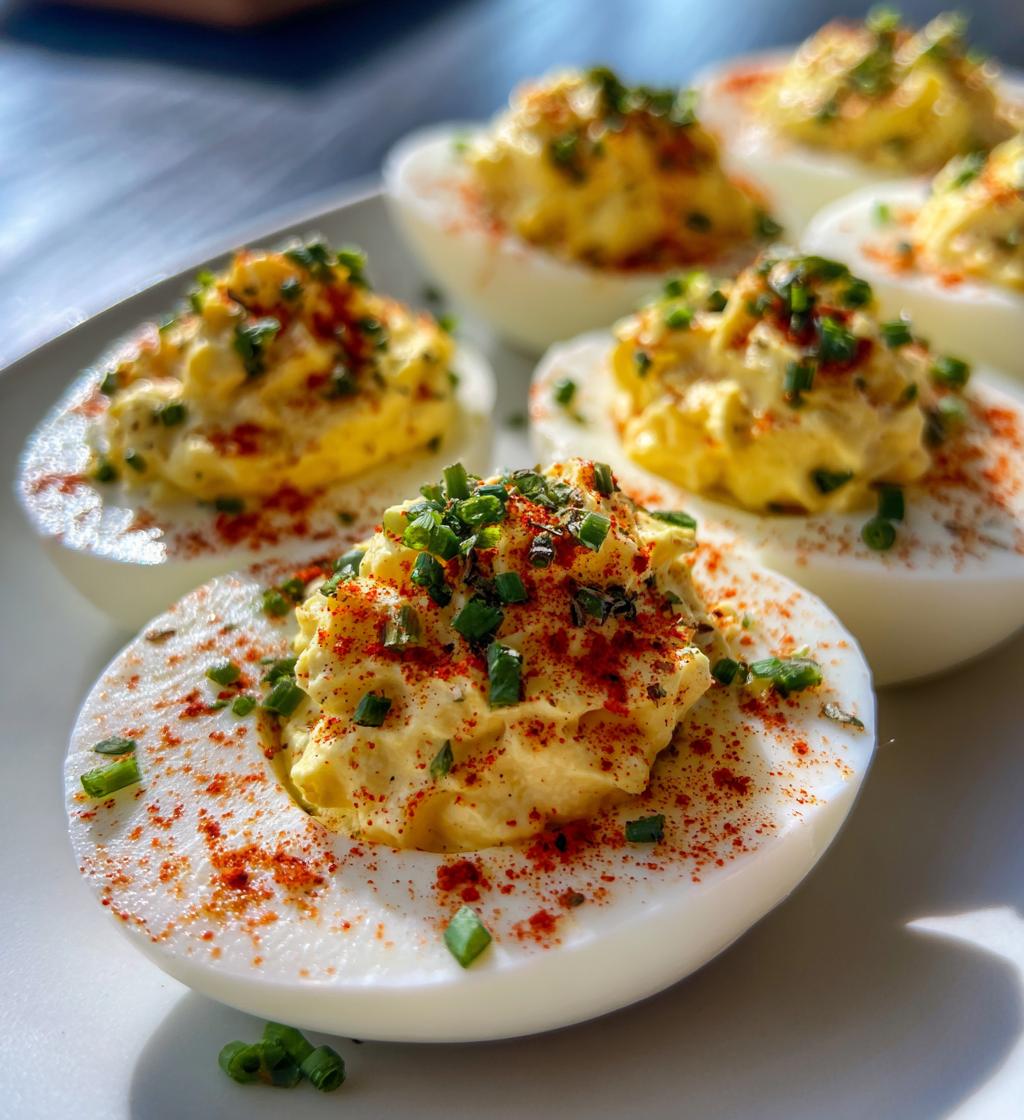 Sweet and Sour Pickled Deviled Eggs