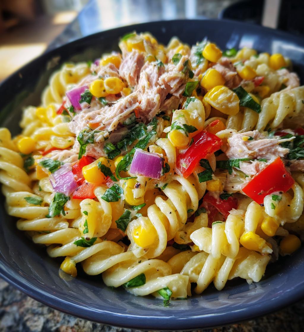 Tuna and Sweet Corn Pasta Salad - detail 1