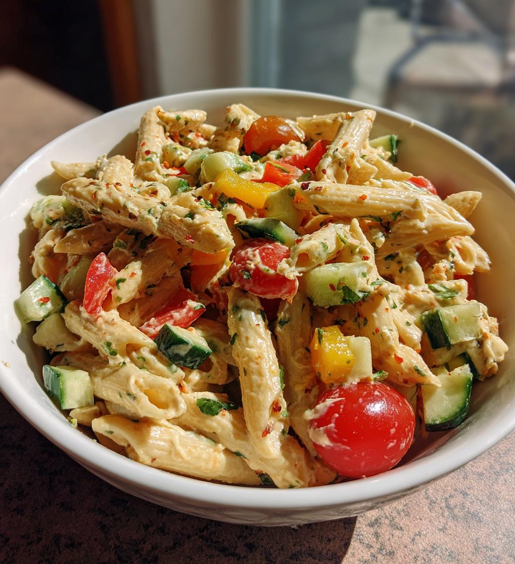Vegan Pasta Salad with Tahini Dressing