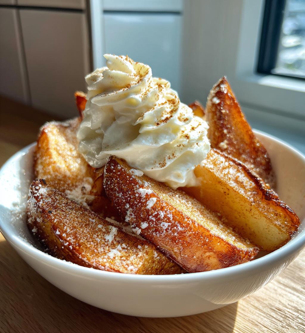 air fried apple wedges with caramel whipped cream dipping sauce - detail 1