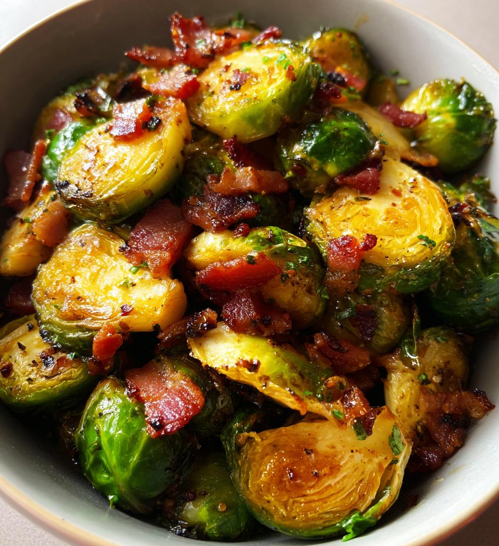 air fryer brussels sprouts with bacon or olive oil - detail 1