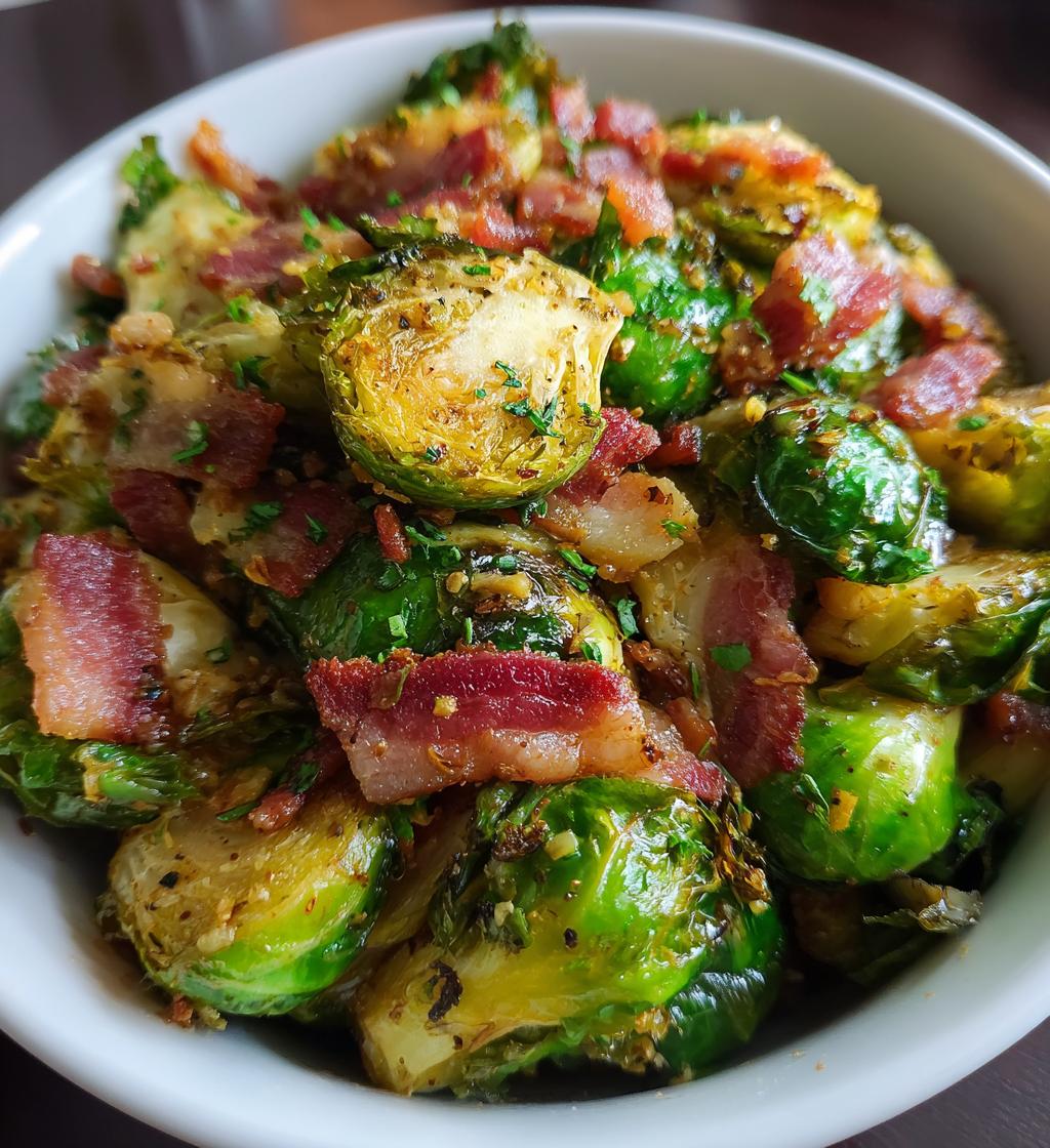 air fryer brussels sprouts with bacon or olive oil