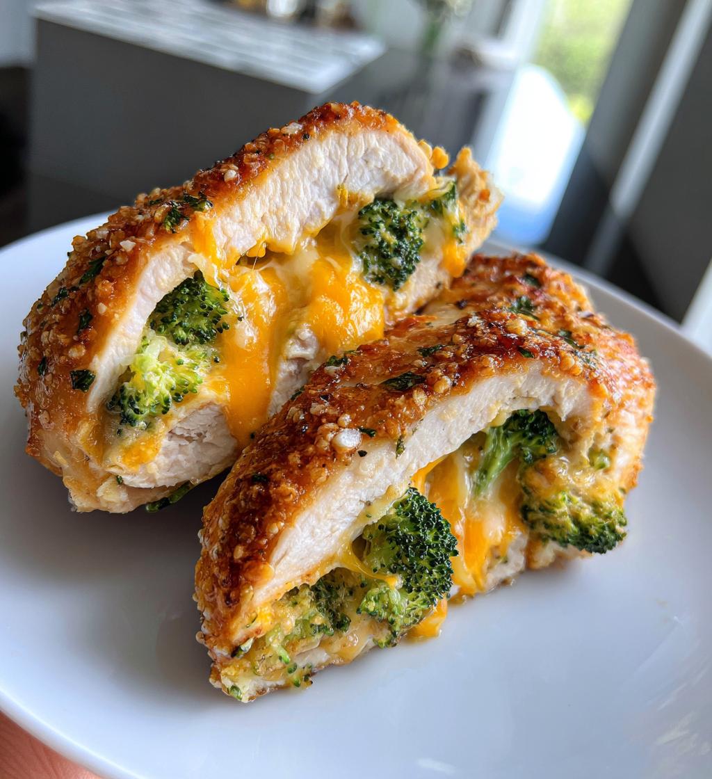 air fryer cheddar broccoli stuffed chicken breast - detail 1