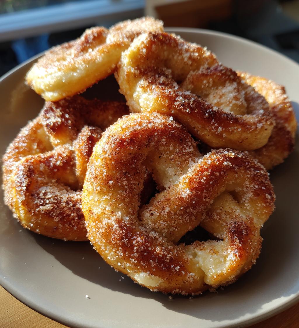 air fryer cinnamon sugar pretzels - detail 1