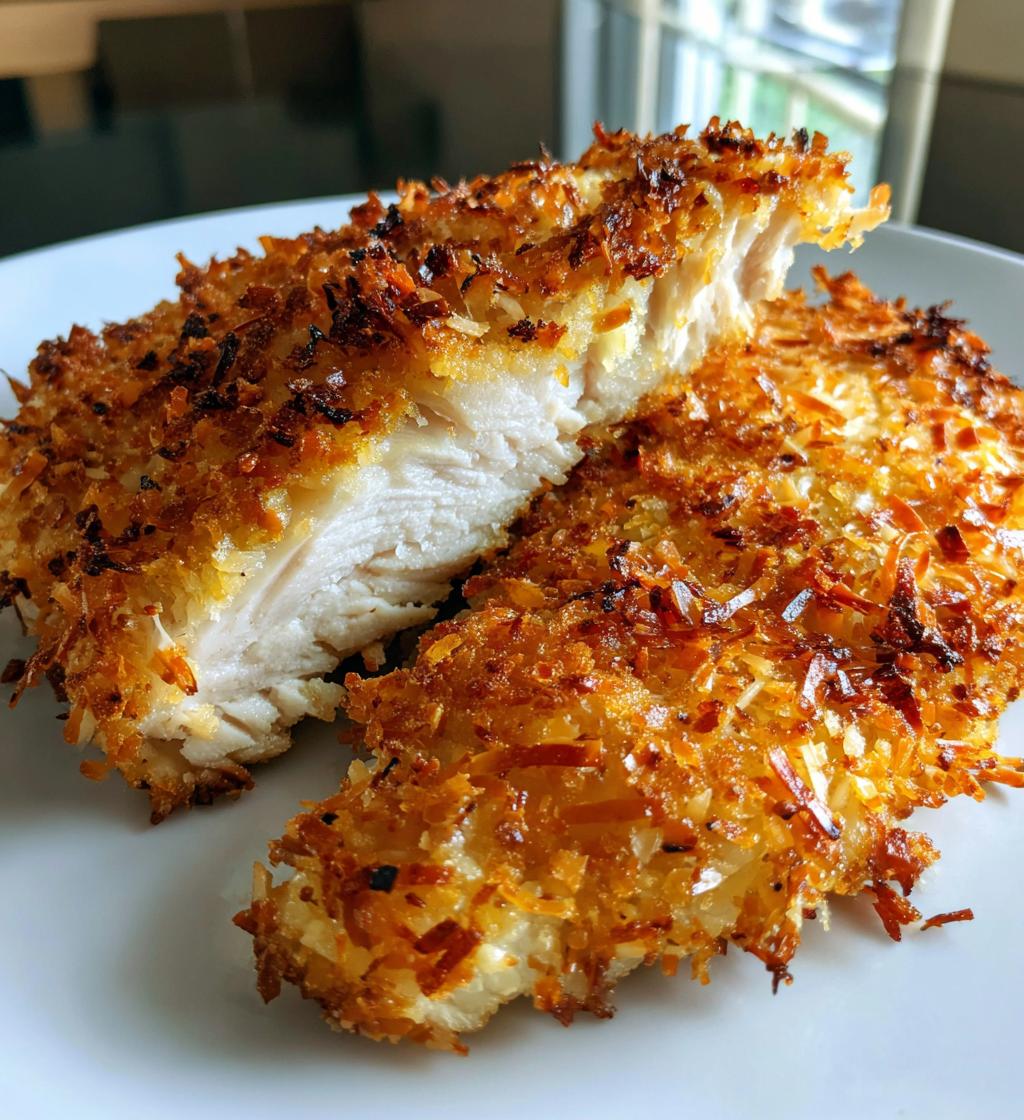 air fryer coconut crusted chicken breast