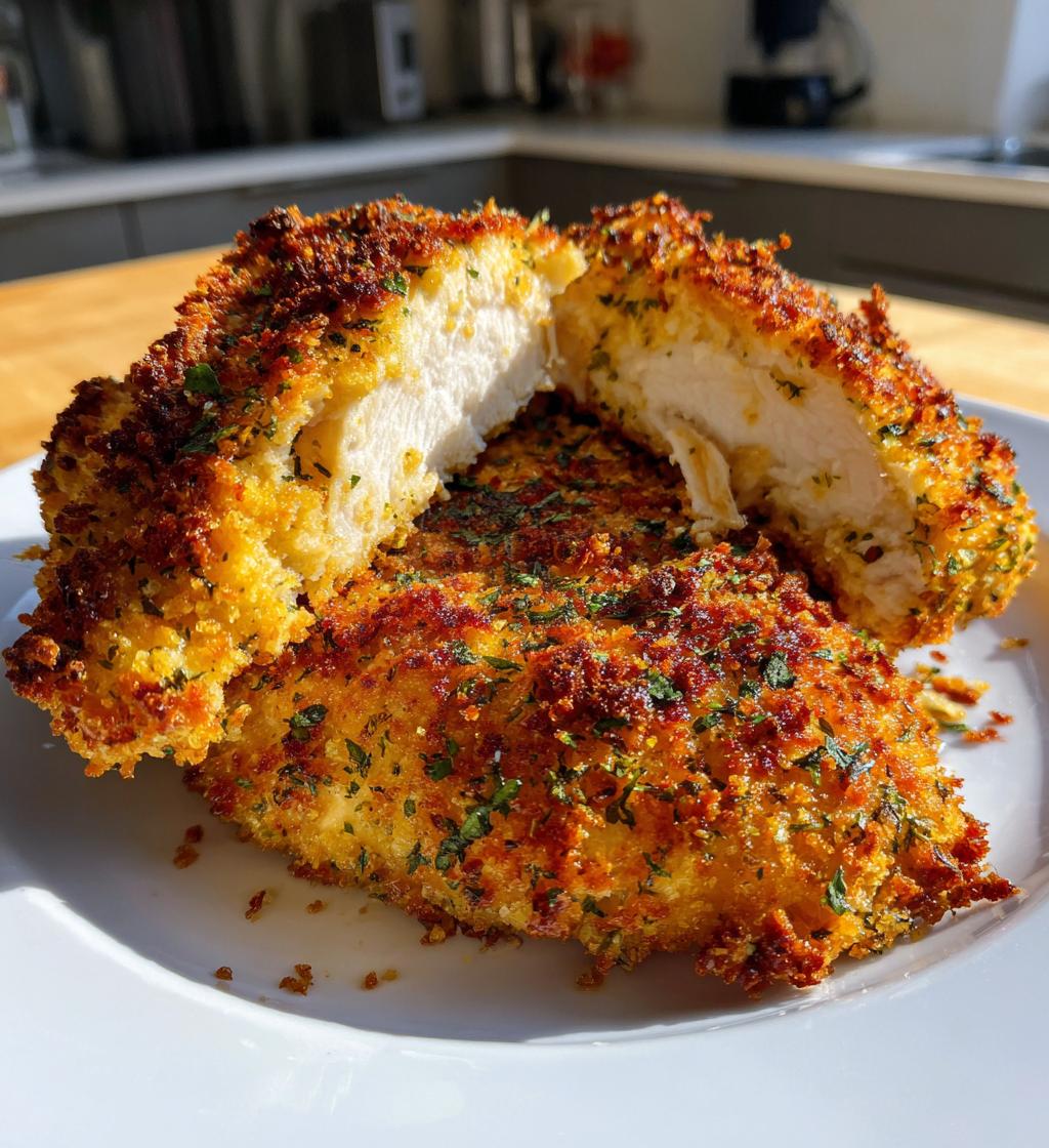 air fryer garlic parmesan crusted chicken fillet - detail 1