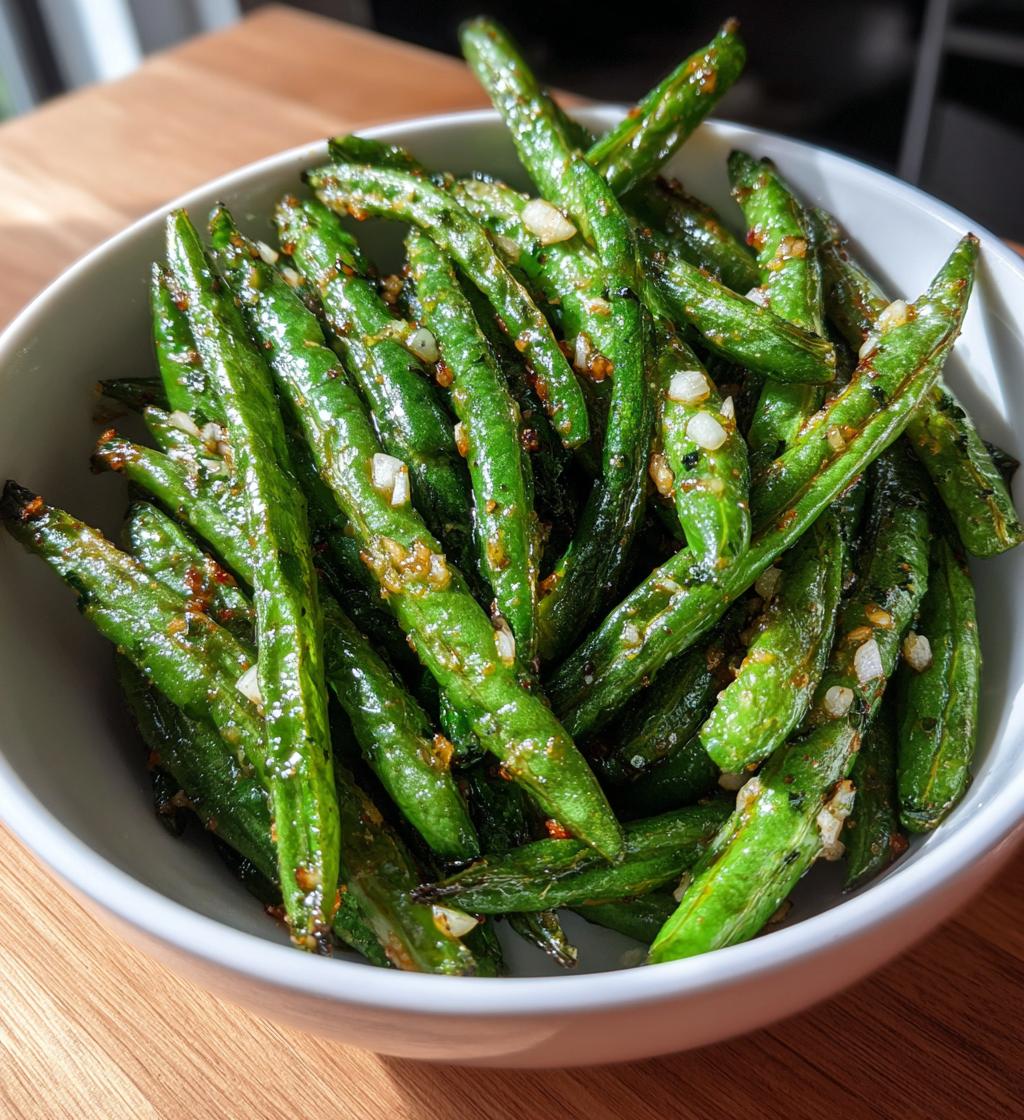 air fryer garlic roasted green beans