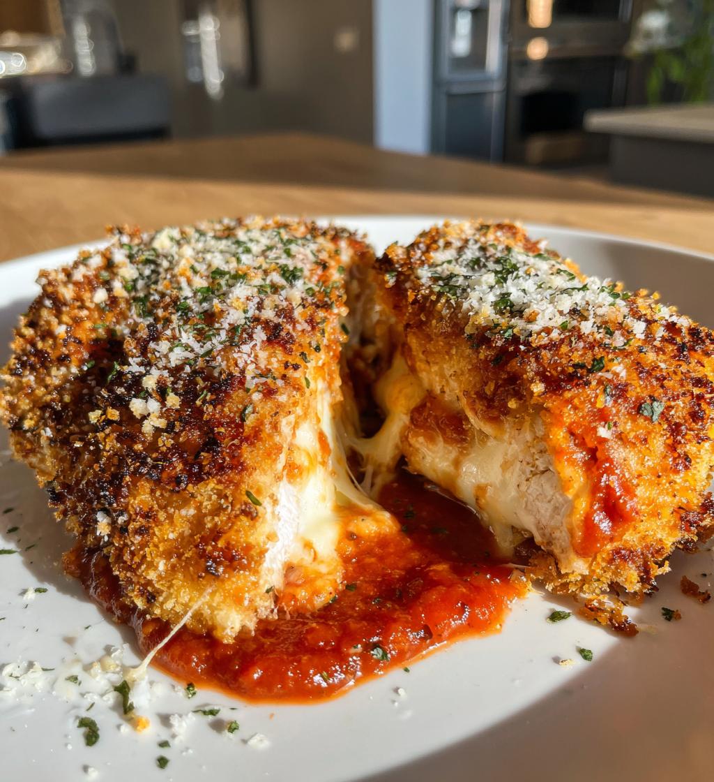 air fryer mozzarella stuffed chicken parmesan recipe - detail 1