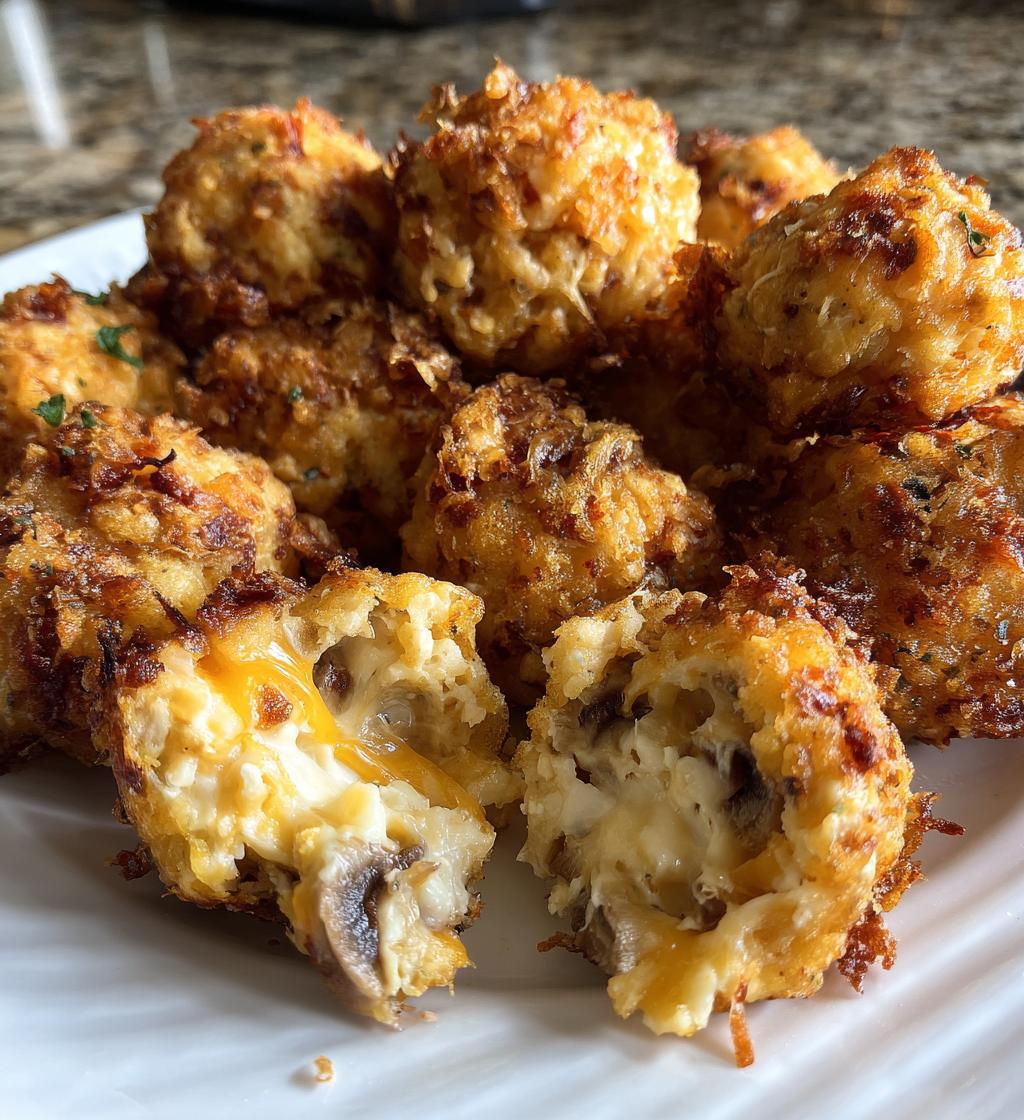 air fryer mushrooms cheese casserole bites - detail 1