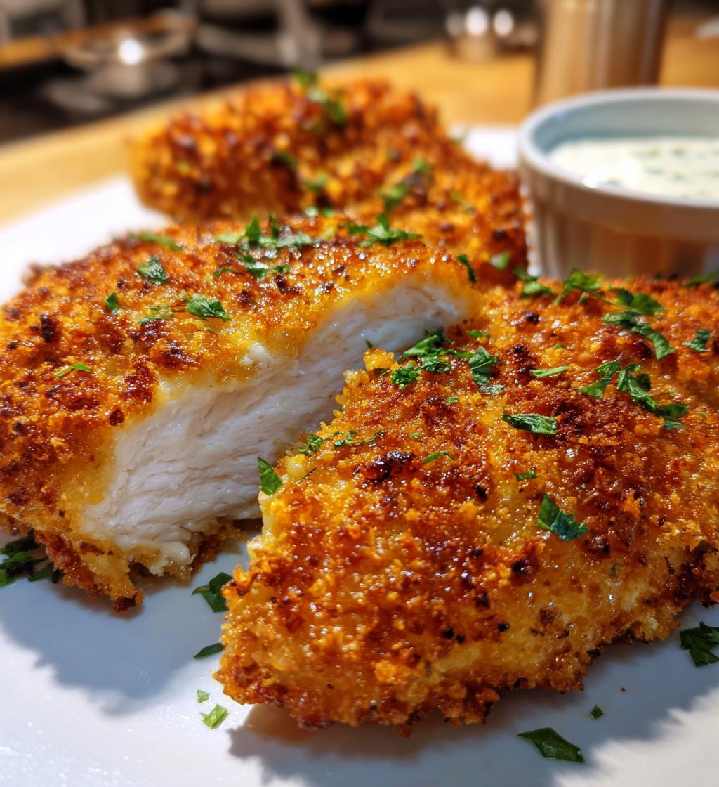 air fryer parmesan crusted chicken fillet - detail 1