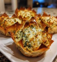 air fryer spinach artichoke dip cups