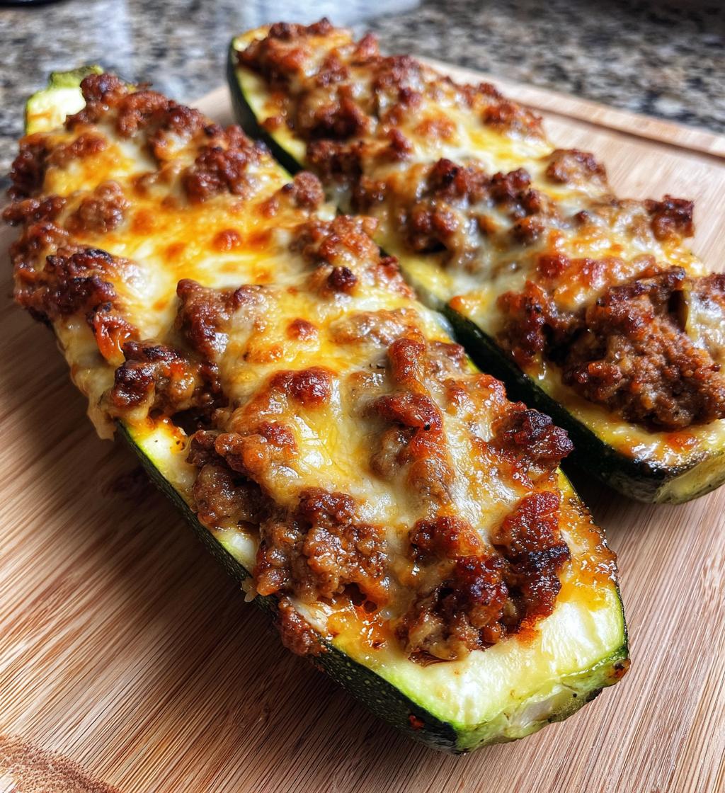 air fryer zucchini boats stuffed with cheese meat