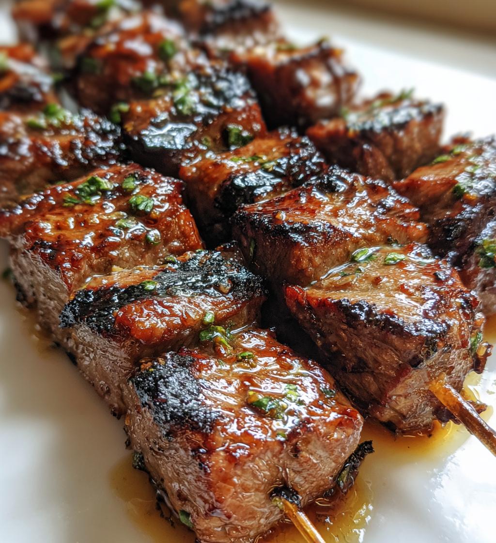 asian garlic steak skewers