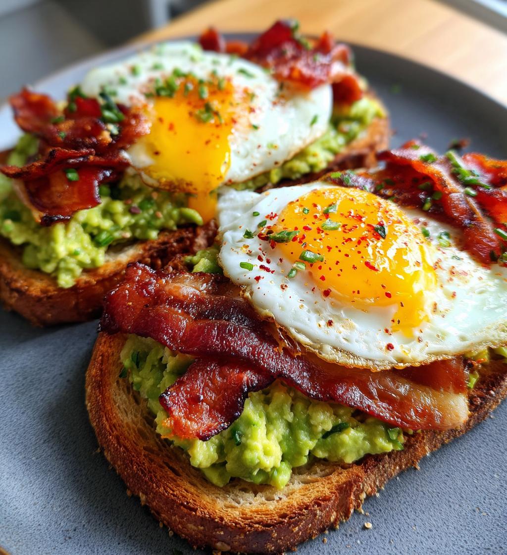 avocado bacon and egg toasts - detail 1