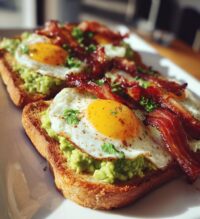 avocado bacon and egg toasts