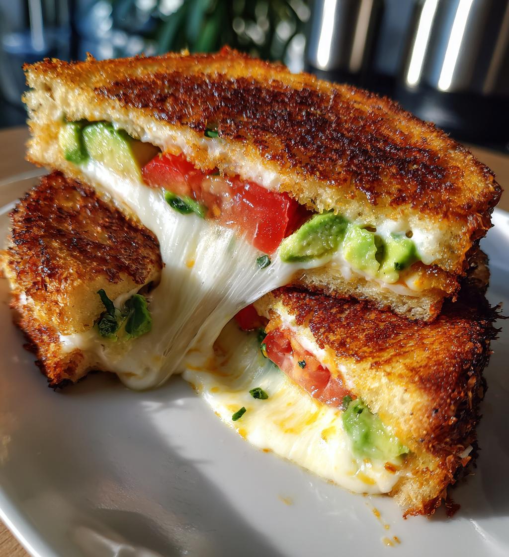 avocado mozzarella and tomato grilled cheese - detail 1