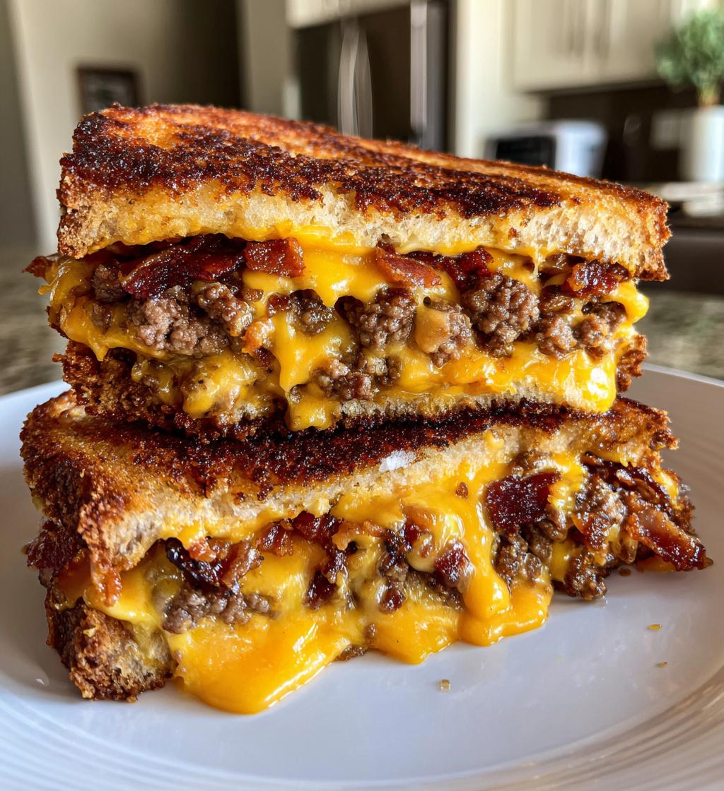 bacon cheeseburger grilled cheese - detail 1