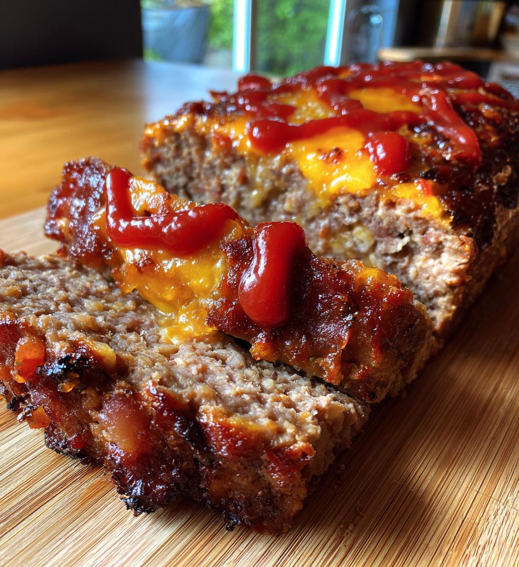 bacon cheeseburger meatloaf - detail 1