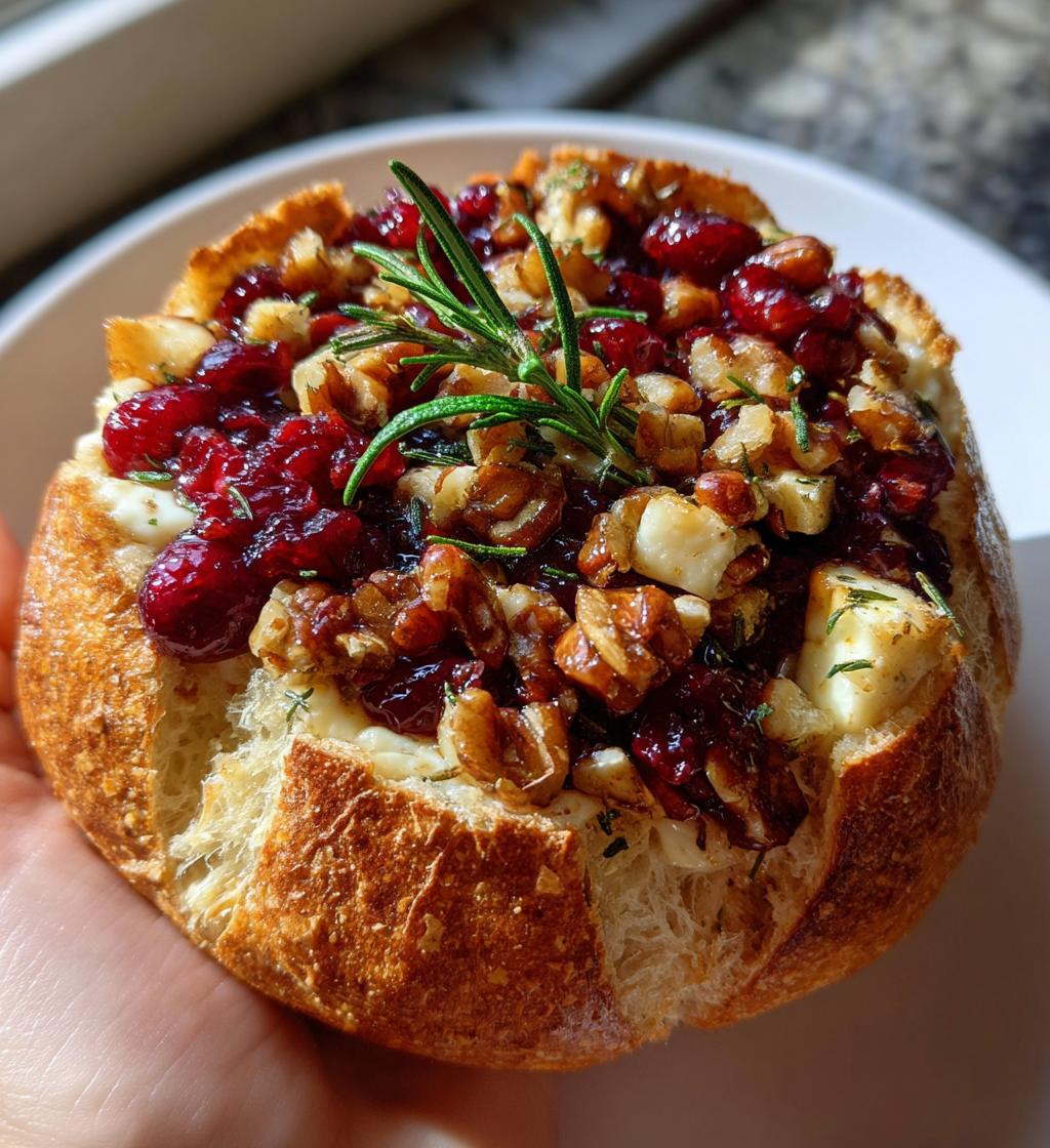baked cranberry brie bread bowl - detail 1