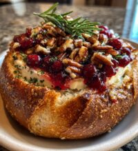 baked cranberry brie bread bowl