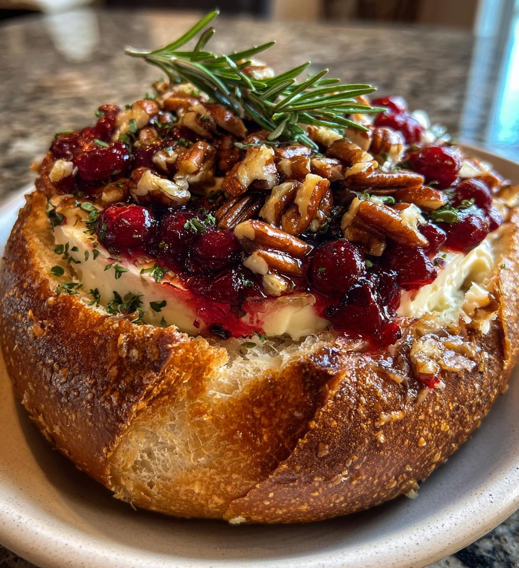 baked cranberry brie bread bowl
