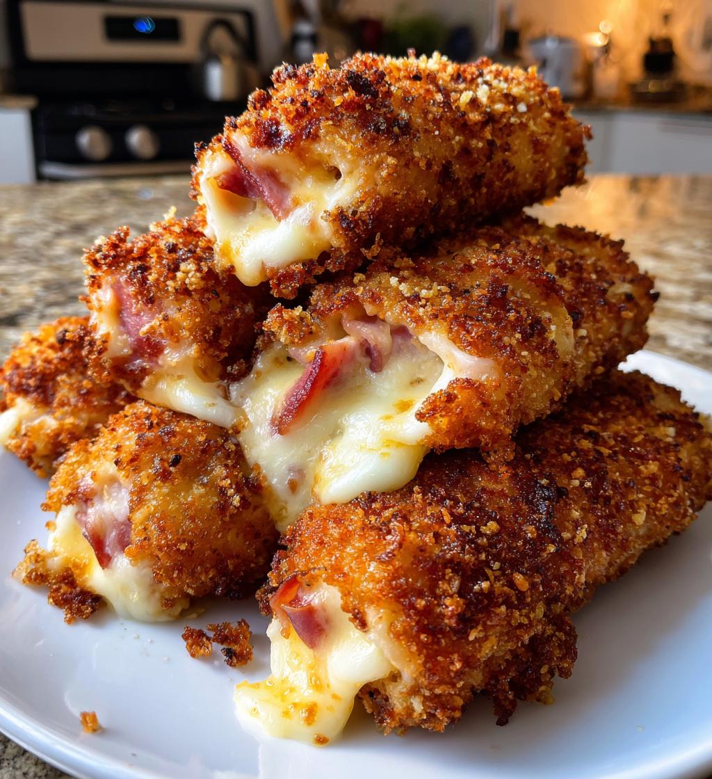 baked ham and cheese mozzarella sticks