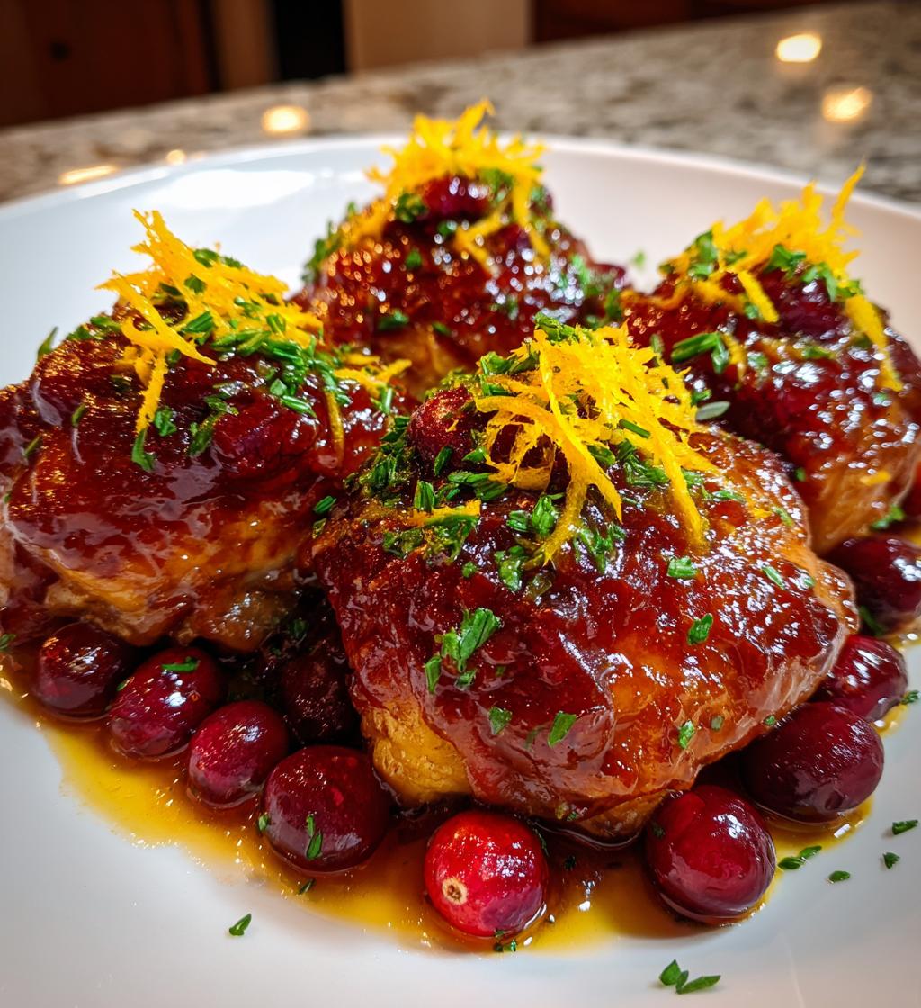 baked orange cranberry chicken thighs - detail 1