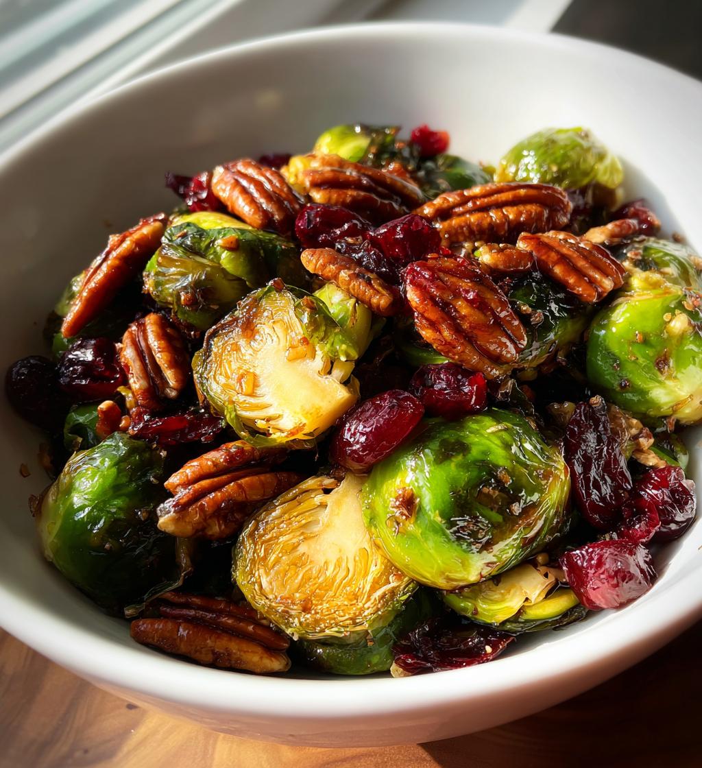 balsamic roasted brussels sprouts with cranberries pecans - detail 1