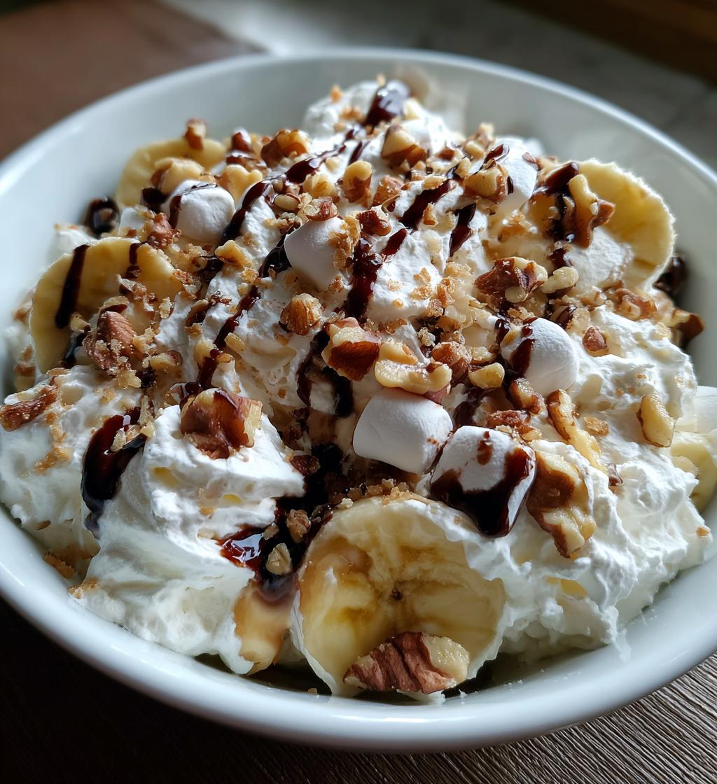 banana split fluff salad - detail 1