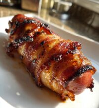 bbq bacon wrapped cheddar hot dog delights