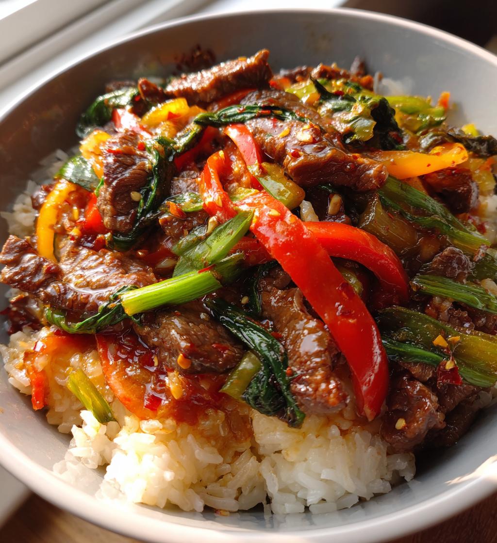beef and pepper rice bowl