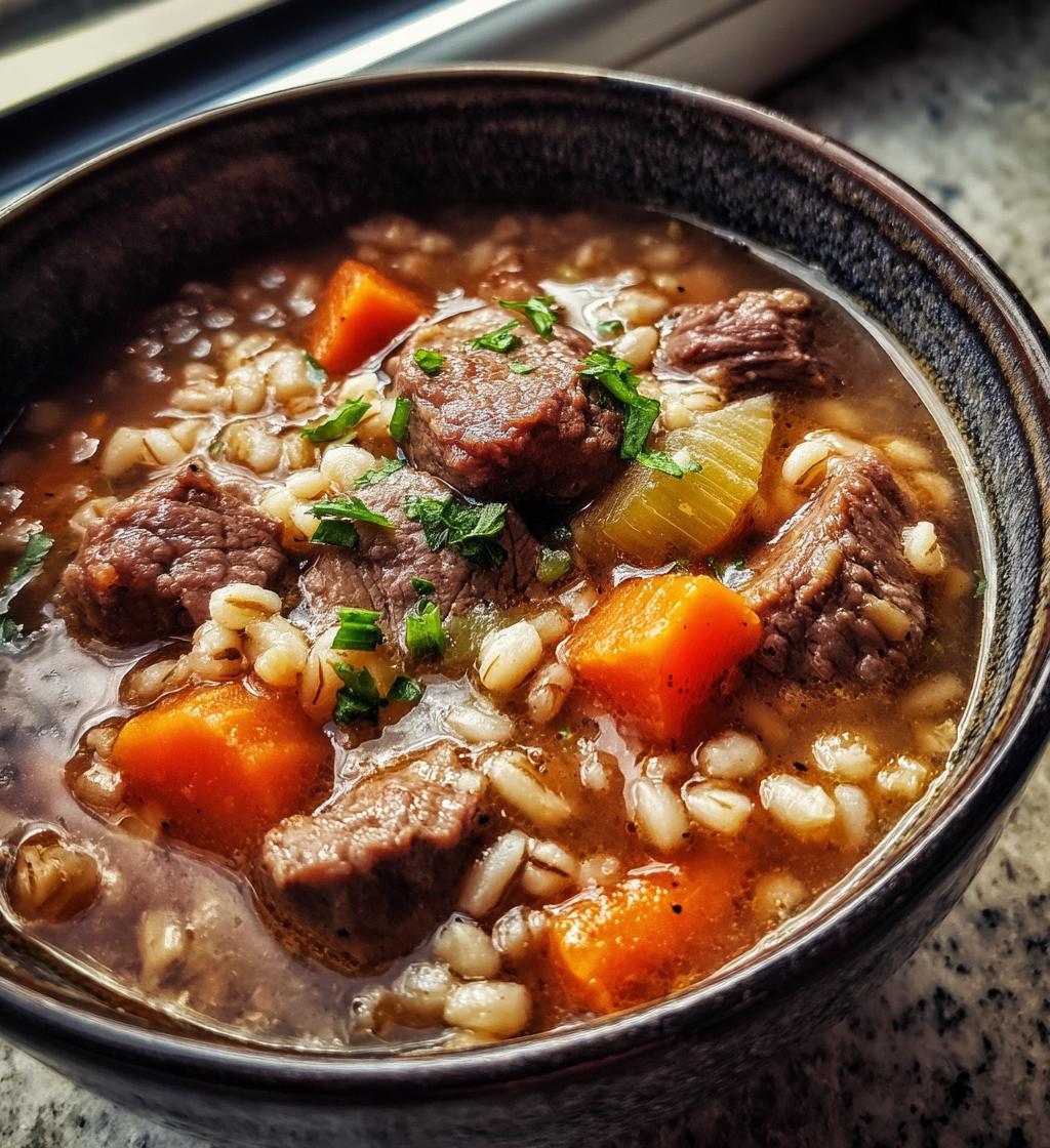 beef barley soup - detail 1