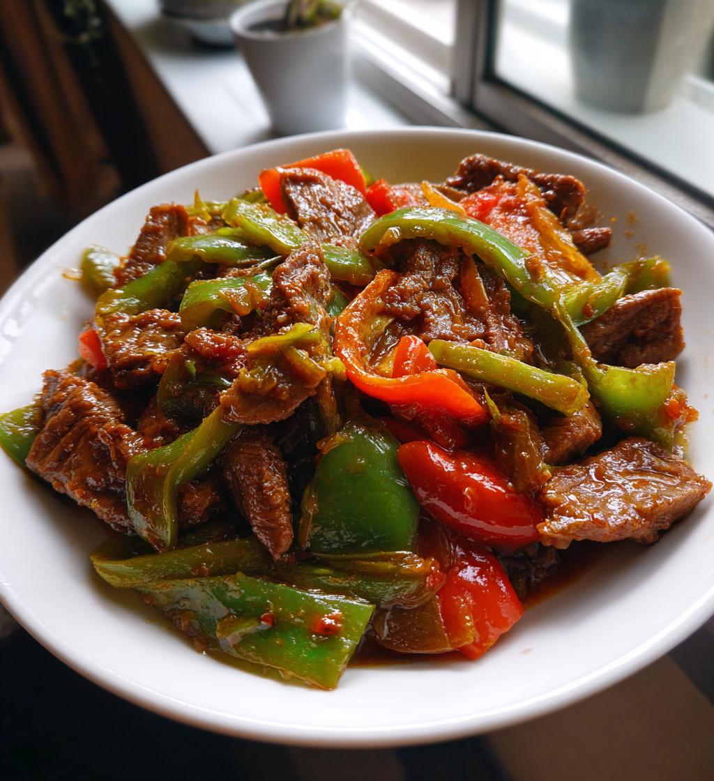 beef stir fry with bell peppers - detail 1