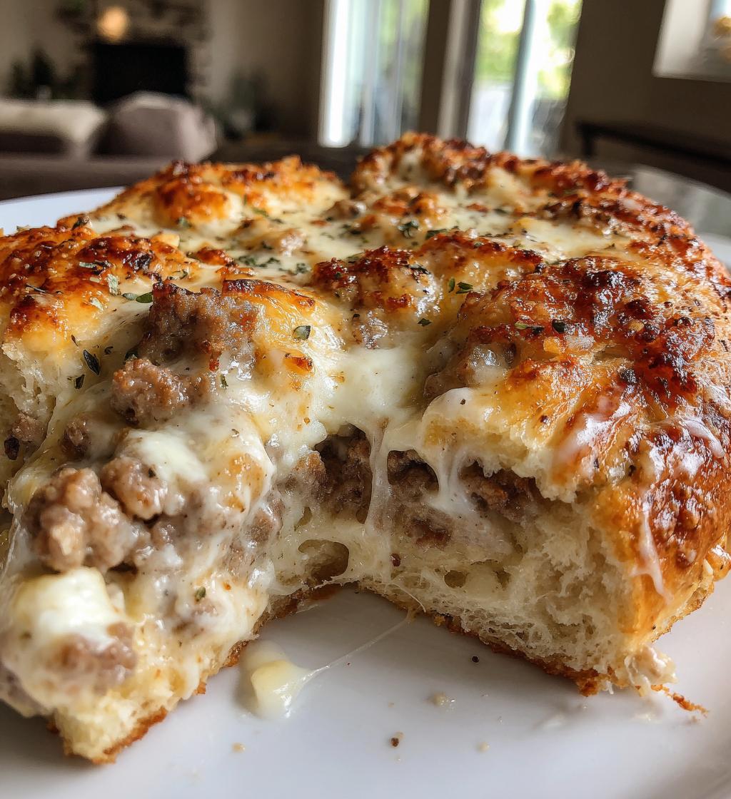 biscuits and sausage gravy breakfast pizza - detail 1