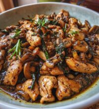 black pepper chicken with mushrooms
