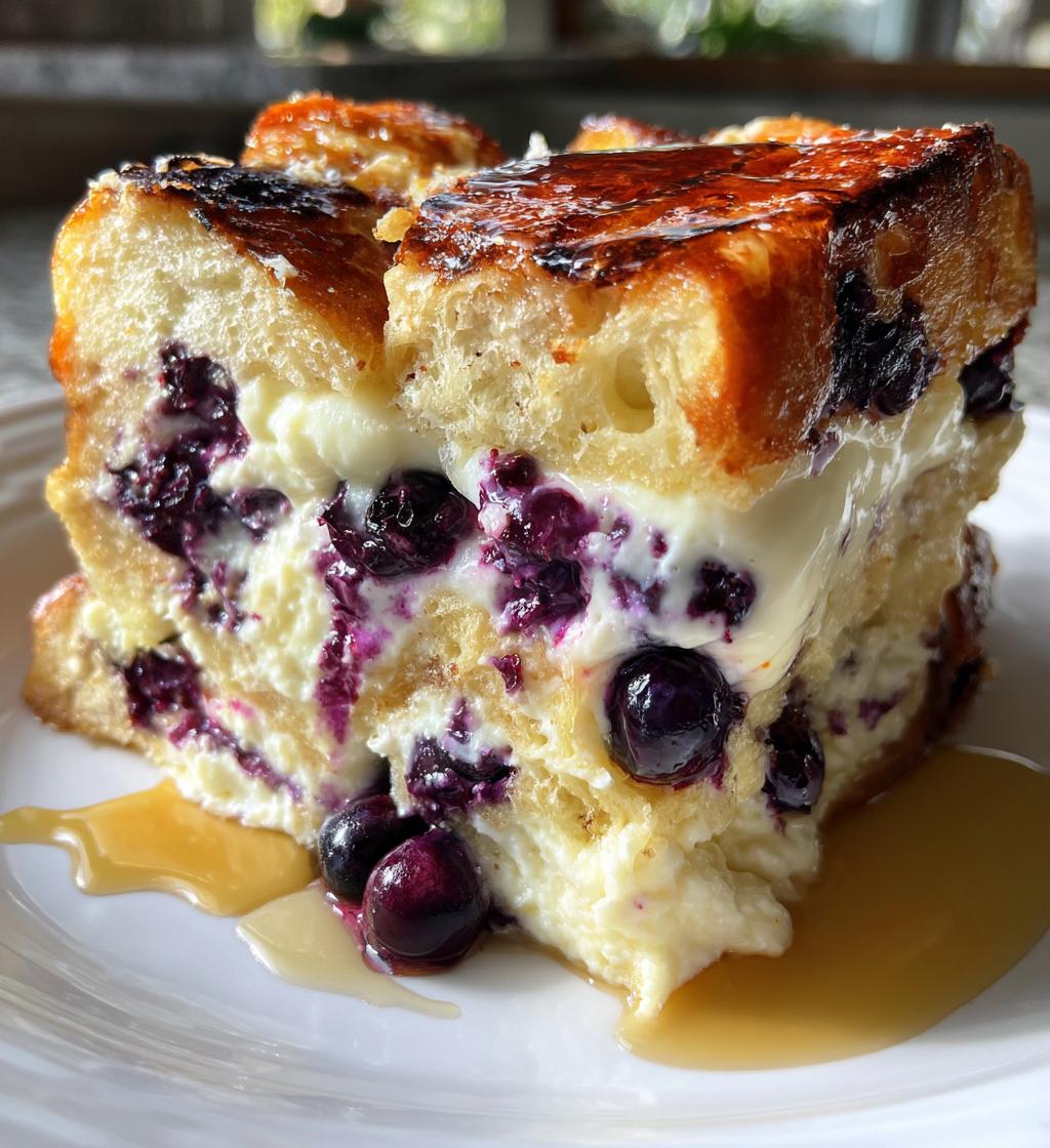 blueberry cream cheese french toast casserole - detail 1