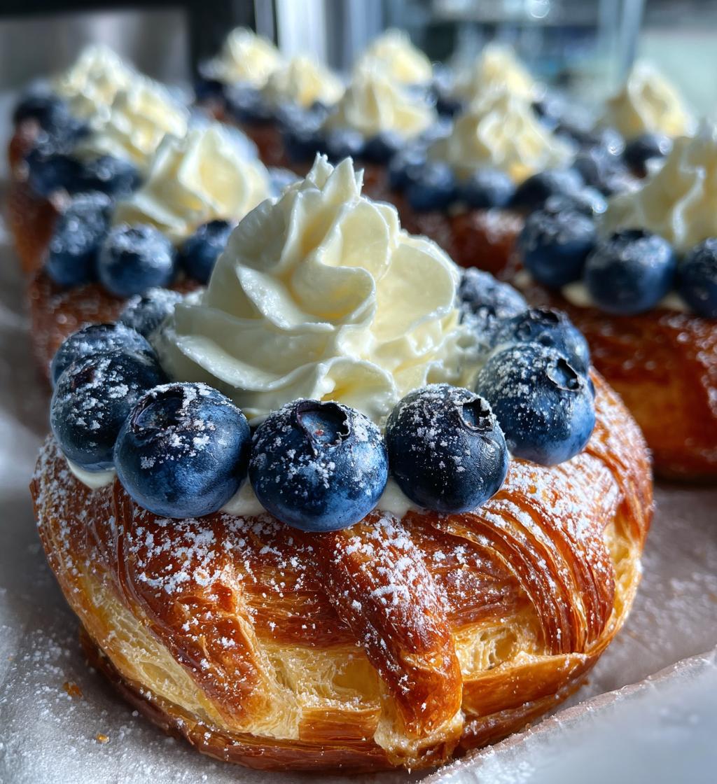blueberry pastry rings with vanilla cream - detail 1